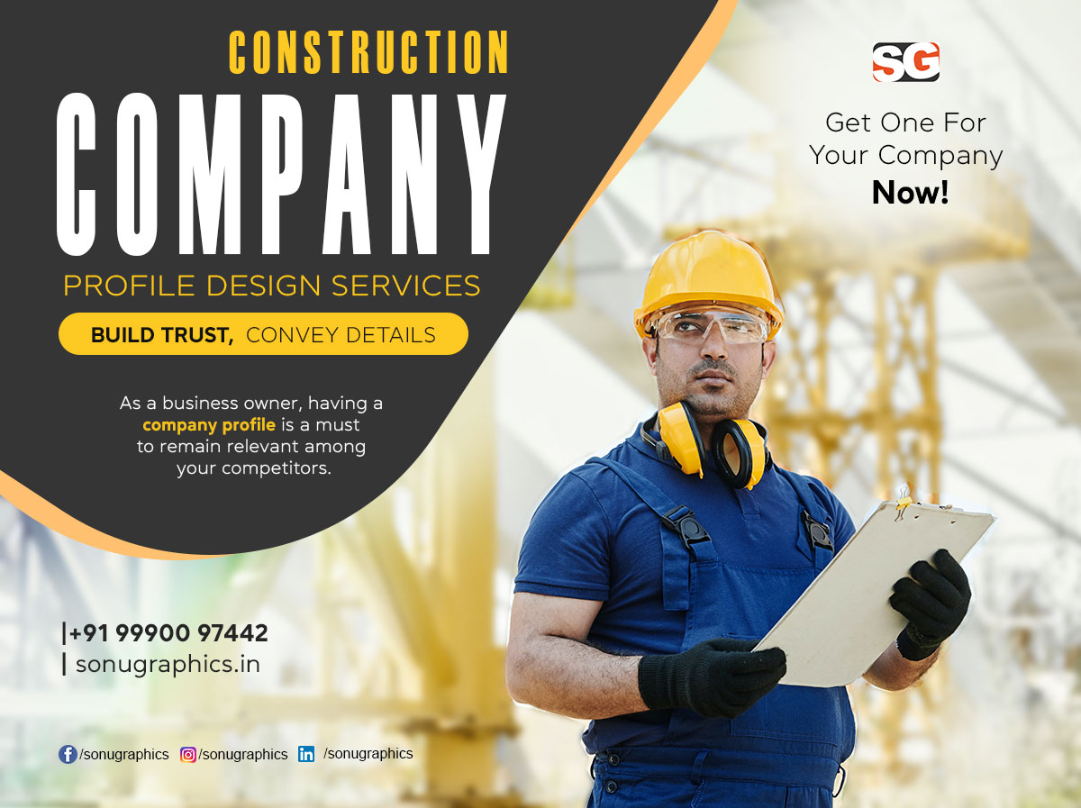 Best Construction Company Profile Design : +91 99900 97442 - Sonu Graphics